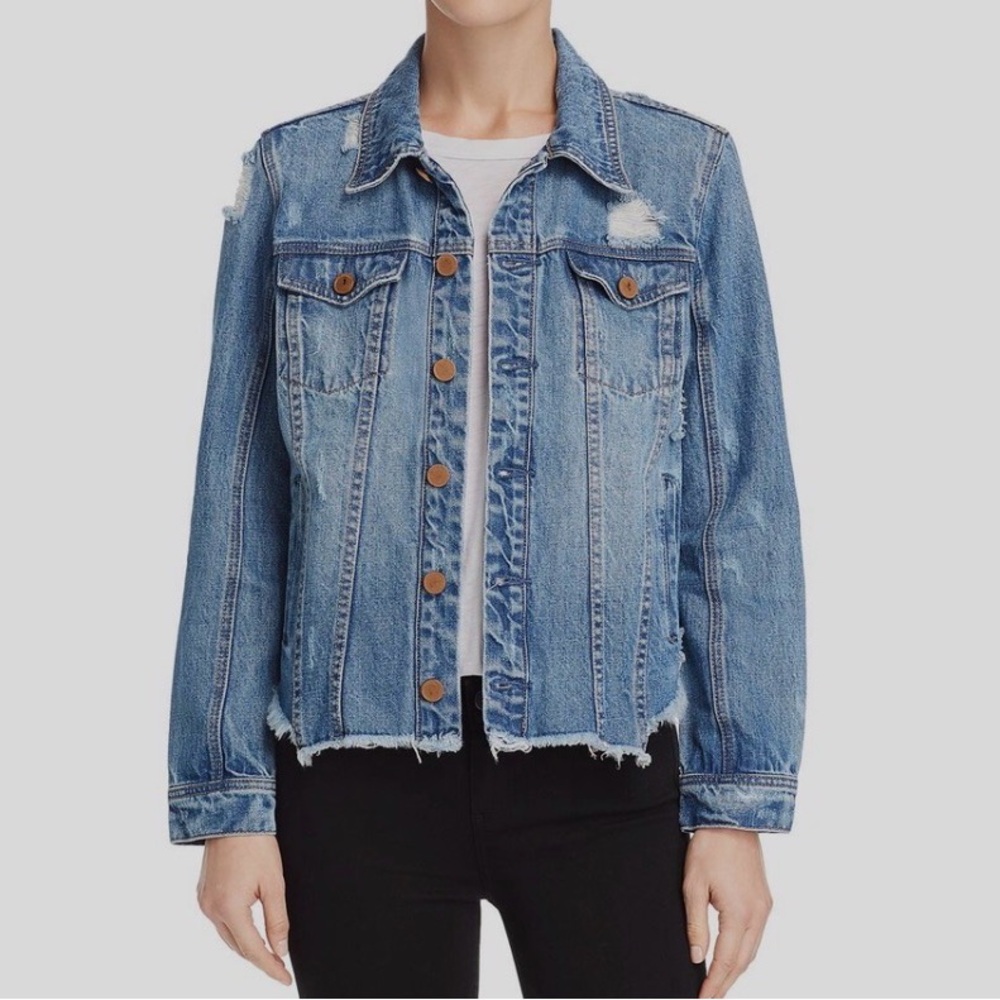 Blank NYC Distressed Denim Jacket Size Small
